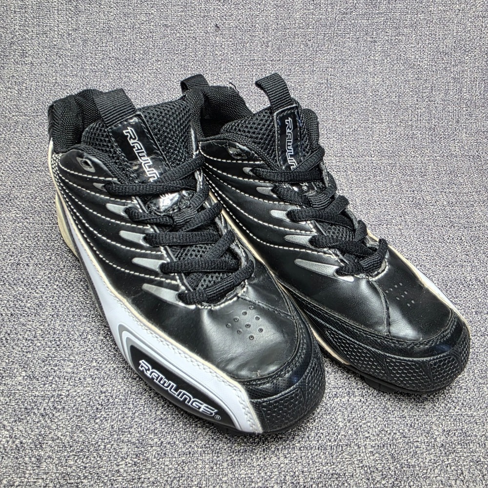 Rawlings Base Invader Low Baseball Cleats Black & White Boy's 1.5